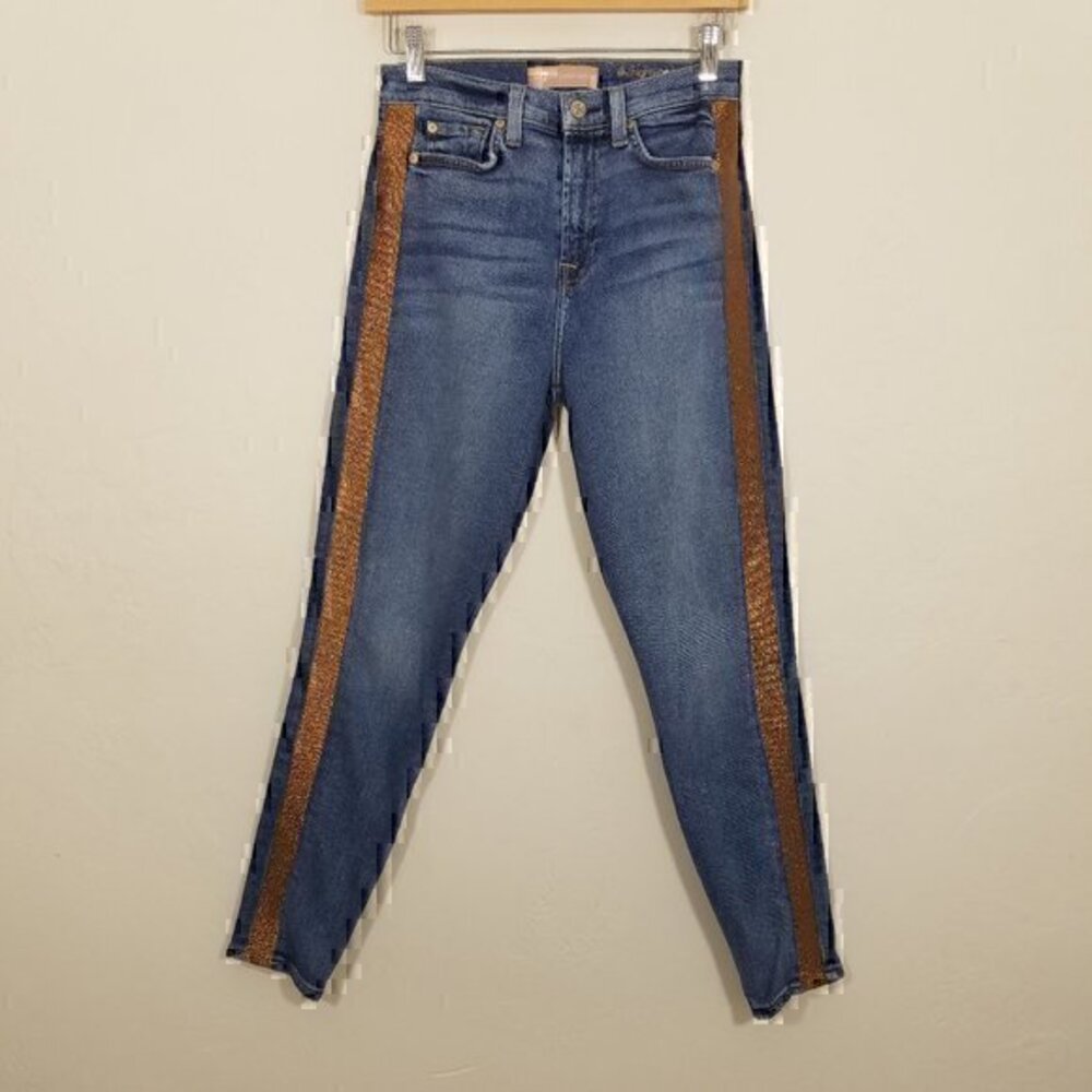 7 For All Mankind The High Waist Ankle Skinny Stretch Jeans Blue Size 26